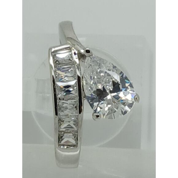 2.4CT Vintage Gold Plated Pear Radiant Cut Sim Diamond CZ Engagement Ring - Picture 8 of 10